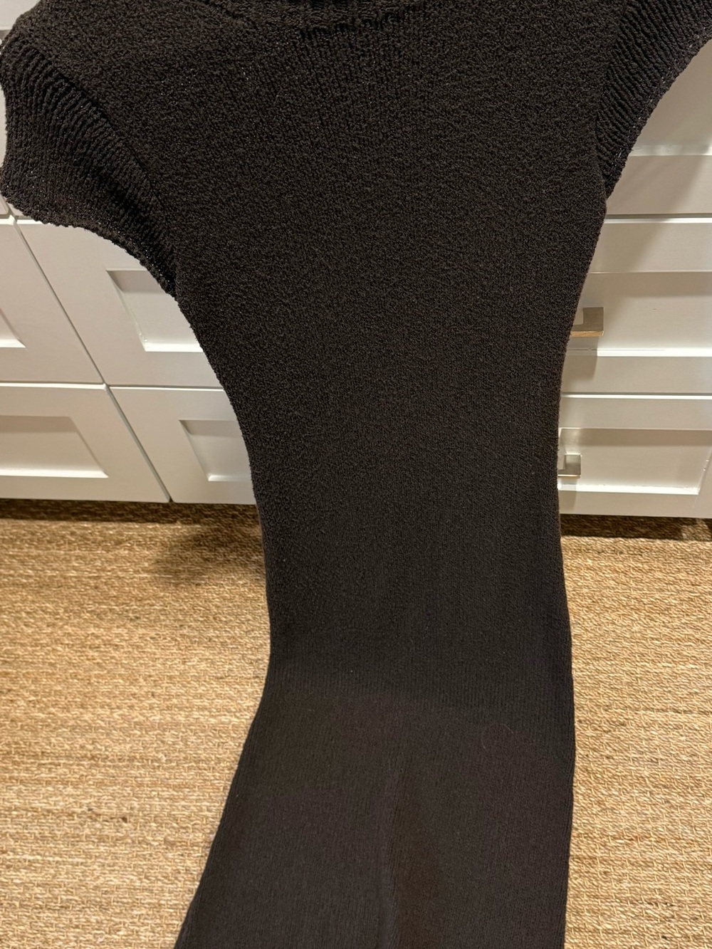 DISSH Black Ribbed Short-Sleeve Maxi Dress